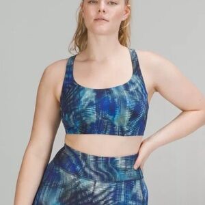 Lululemon Wunder Train Sports Bra Medium Support Flux Blue Multi Size 8 Women’s